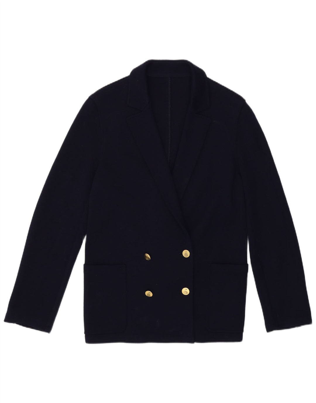 Maglione cardigan da uomo vintage UK 10 piccolo blu navy