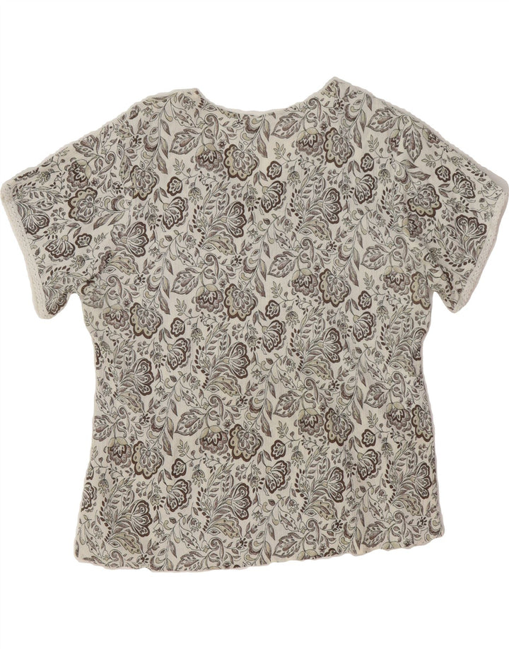 LEE Womens Blouse Top UK 18 XL White Floral Cotton Vintage Lee and Second-Hand Lee from Messina Hembry 