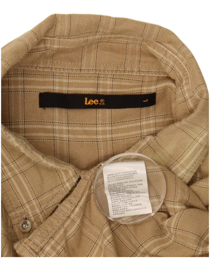Camicia Lee da uomo in flanella di cotone a quadri beige grande