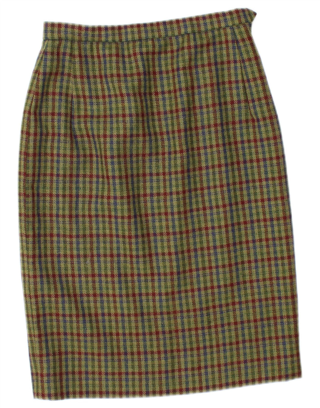 Set gonna vintage da donna a 2 bottoni in 2 pezzi UK 12 medio W26 a quadri kaki