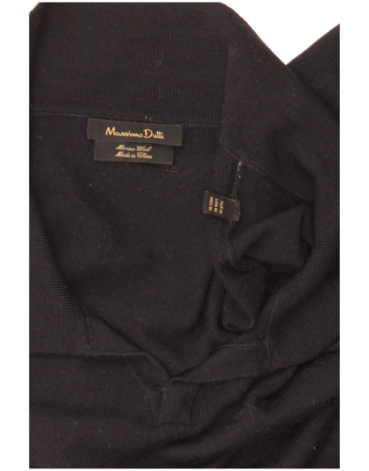 Maglione maglione da donna con collo alto Massimo Dutti UK 14 blu navy medio