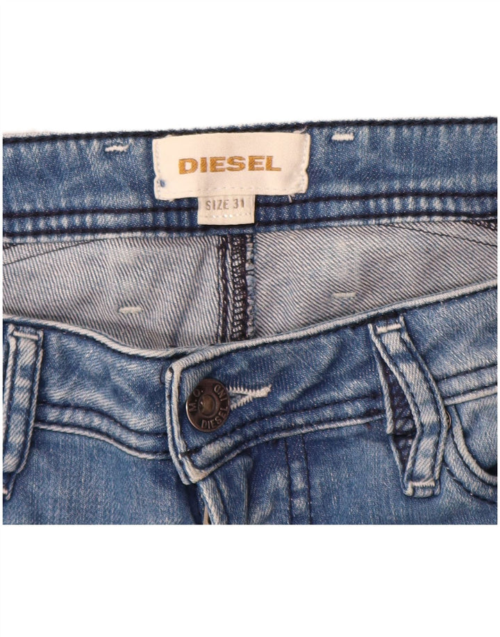 Pantaloncini di jeans invecchiati da uomo Diesel W31 cotone blu medio