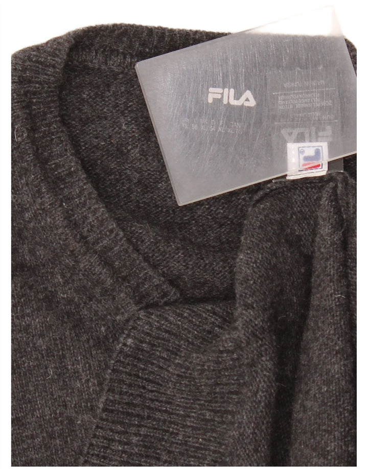Maglione Fila da uomo con scollo a V XL in lana nera