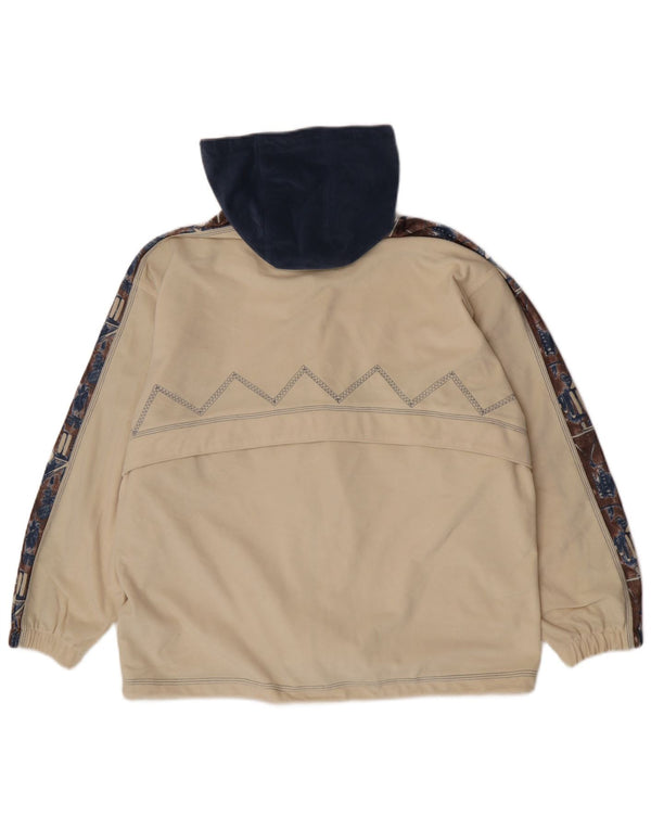 Giacca sportiva da donna con cappuccio Diadora Large Beige geometrica in poliestere
