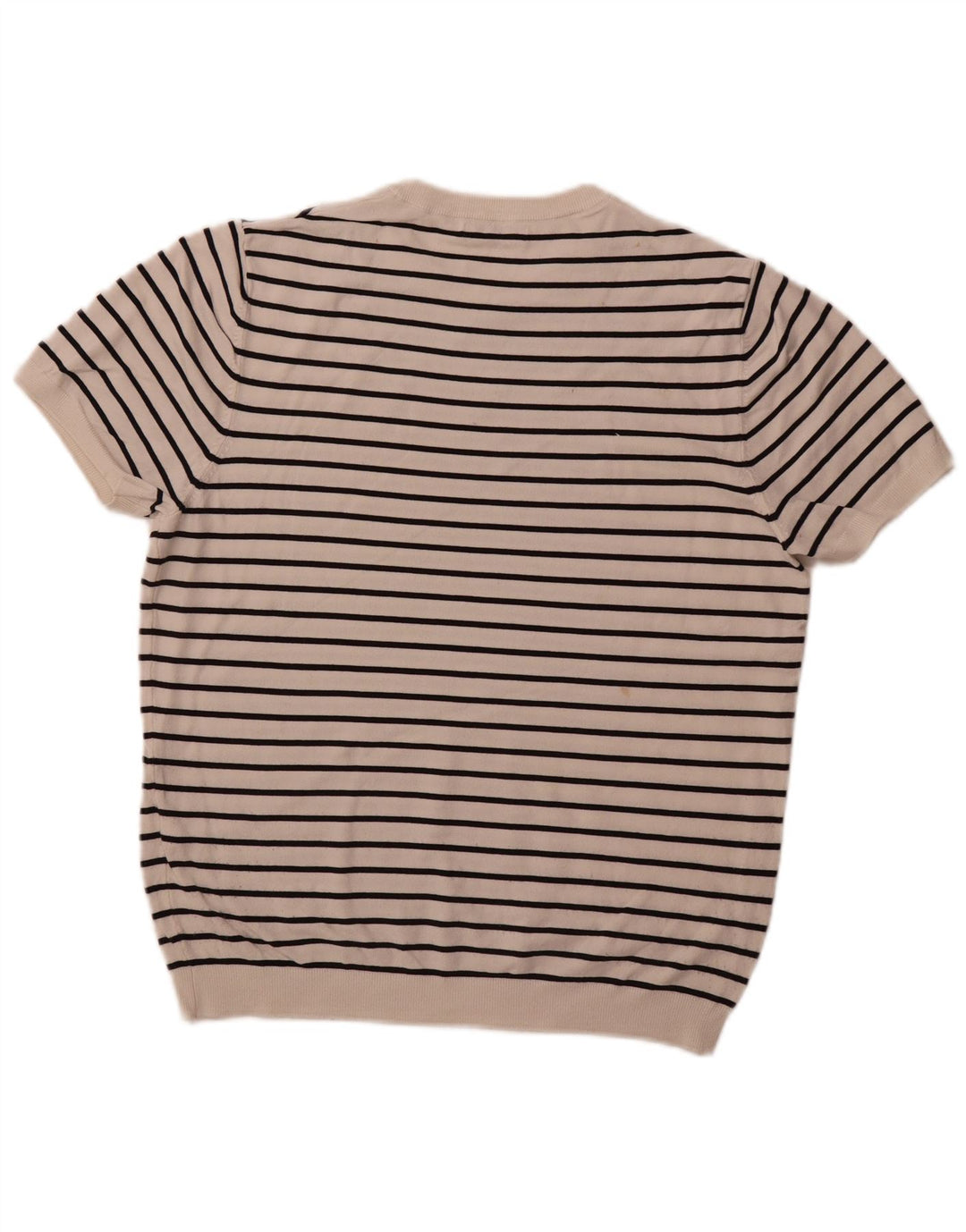 ZARA Womens Crop Crew Neck Jumper Sweater UK 14 Medium White Striped