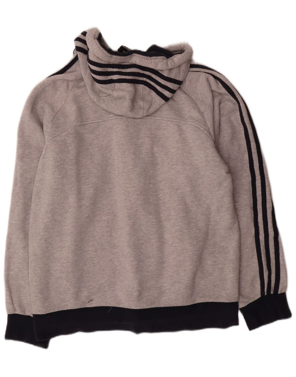 Maglione con cappuccio e zip da uomo Adidas grande in cotone color block grigio