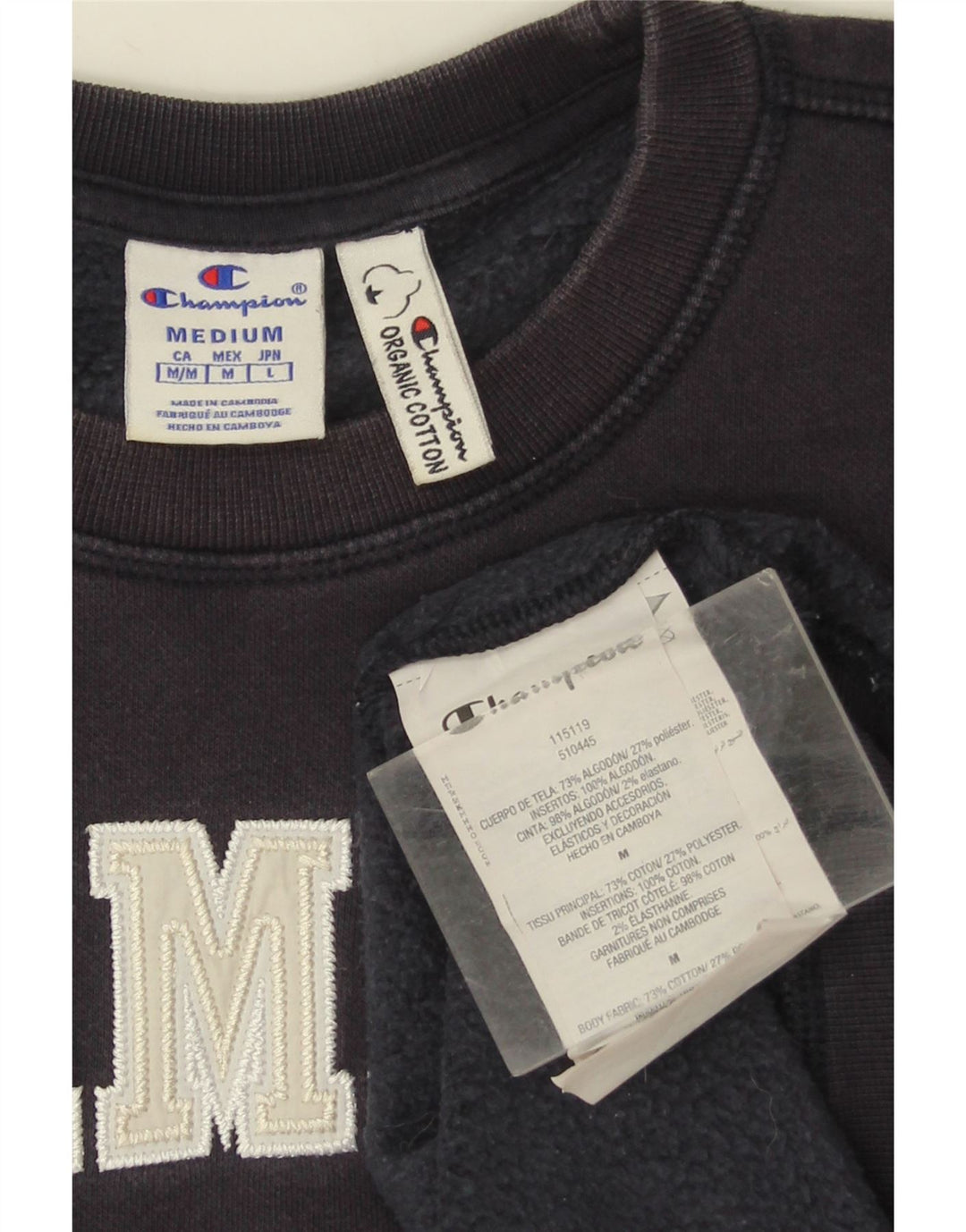 Felpa grafica da uomo Champion Felpa media in cotone blu navy