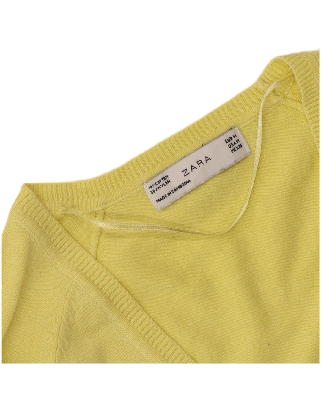 Maglione cardigan da donna Zara UK 12 cotone giallo medio