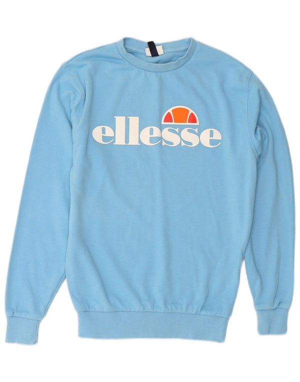 ELLESSE Felpa con grafica da donna Maglione UK 8 Piccolo cotone blu