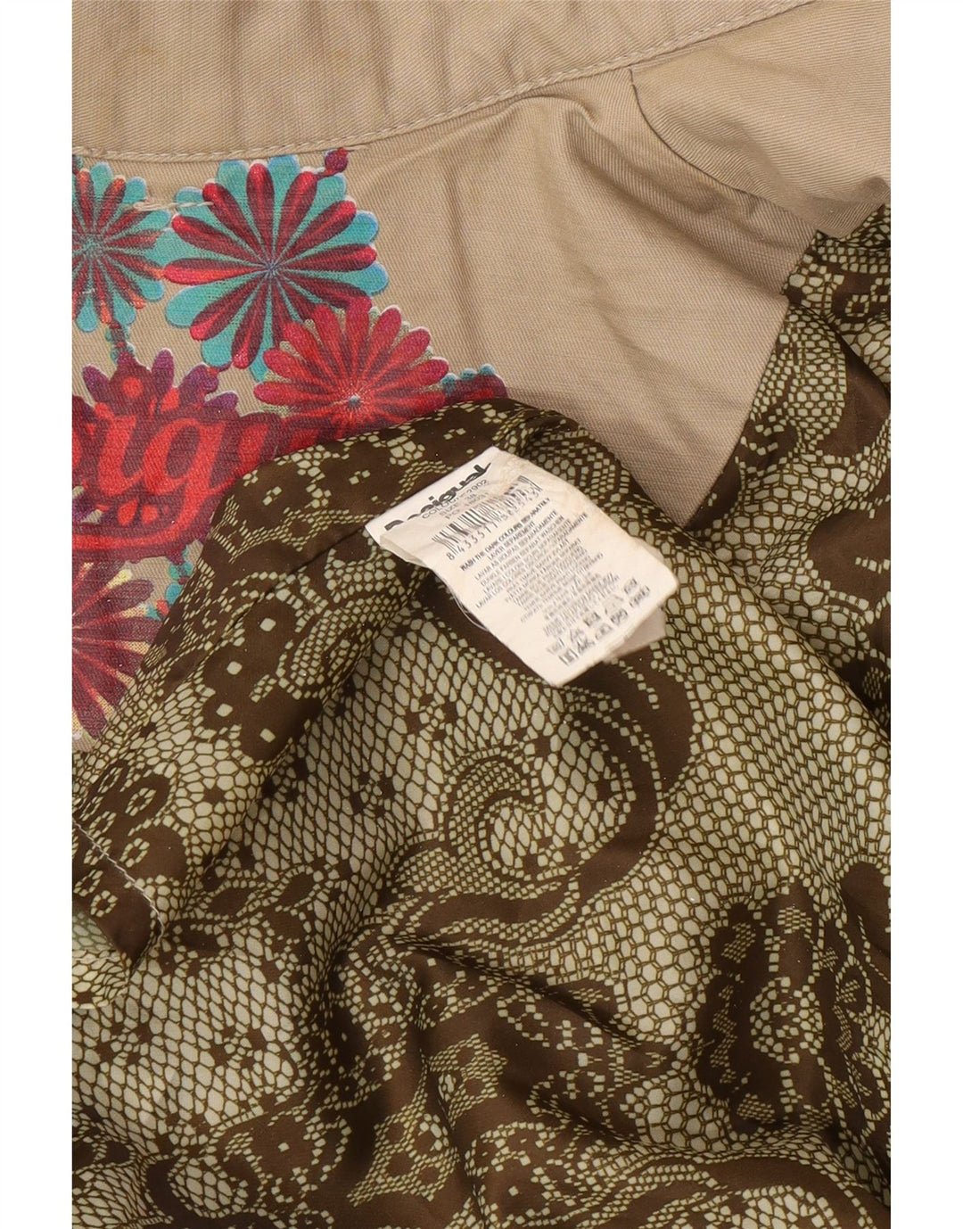 Trench doppiopetto da donna Desigual EU 38 Beige medio floreale