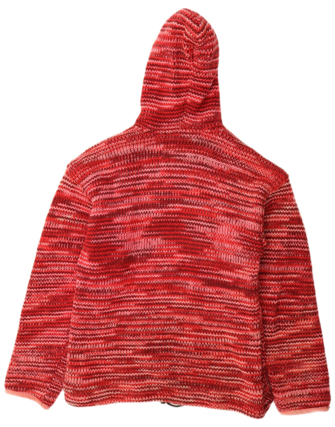 Maglione cardigan con cappuccio da donna VINTAGE UK 16 grande lana screziata rossa