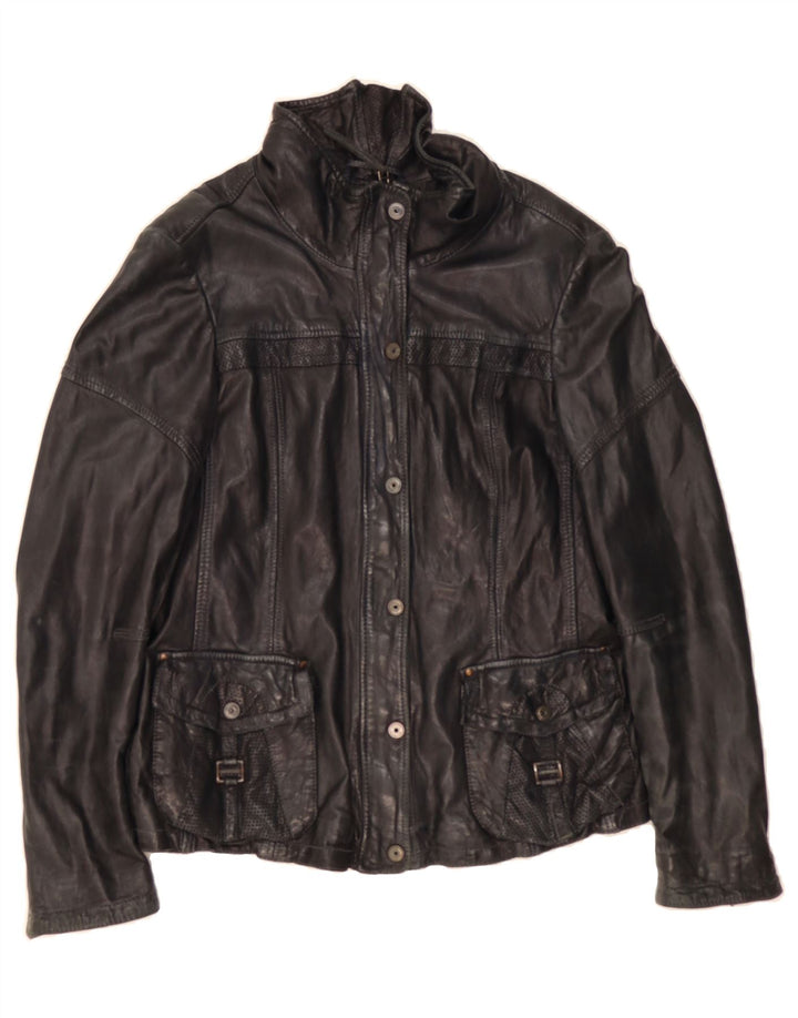 MILESTONE Womens Leather Jacket IT 48 XL Black Leather Vintage Milestone and Second-Hand Milestone from Messina Hembry 