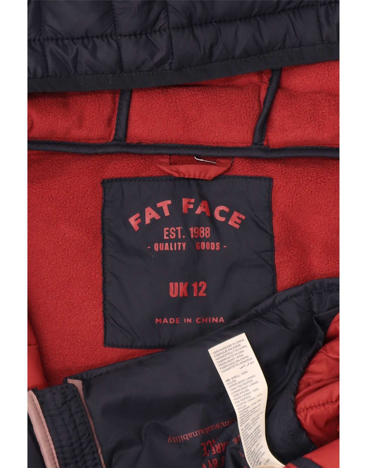 Giacca imbottita con cappuccio da donna Fat Face UK 12 nylon medio blu navy
