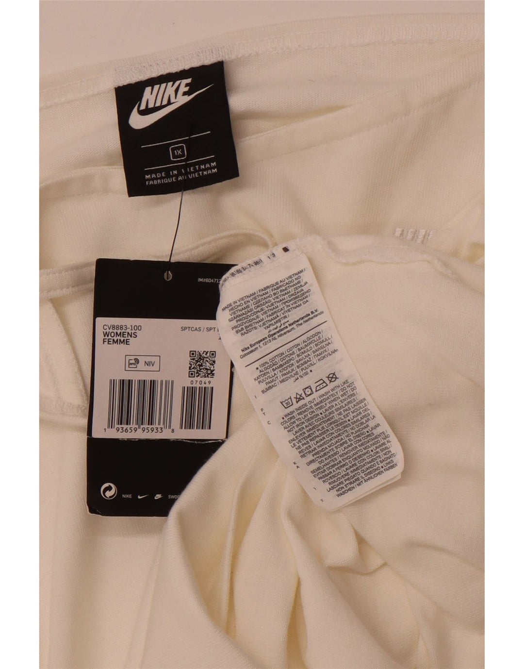 Canottiera NIKE da donna UK 18 XL in cotone bianco sporco