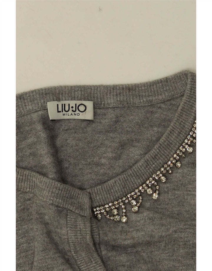 Maglione cardigan corto da donna Liu Jo UK 12 Grigio medio