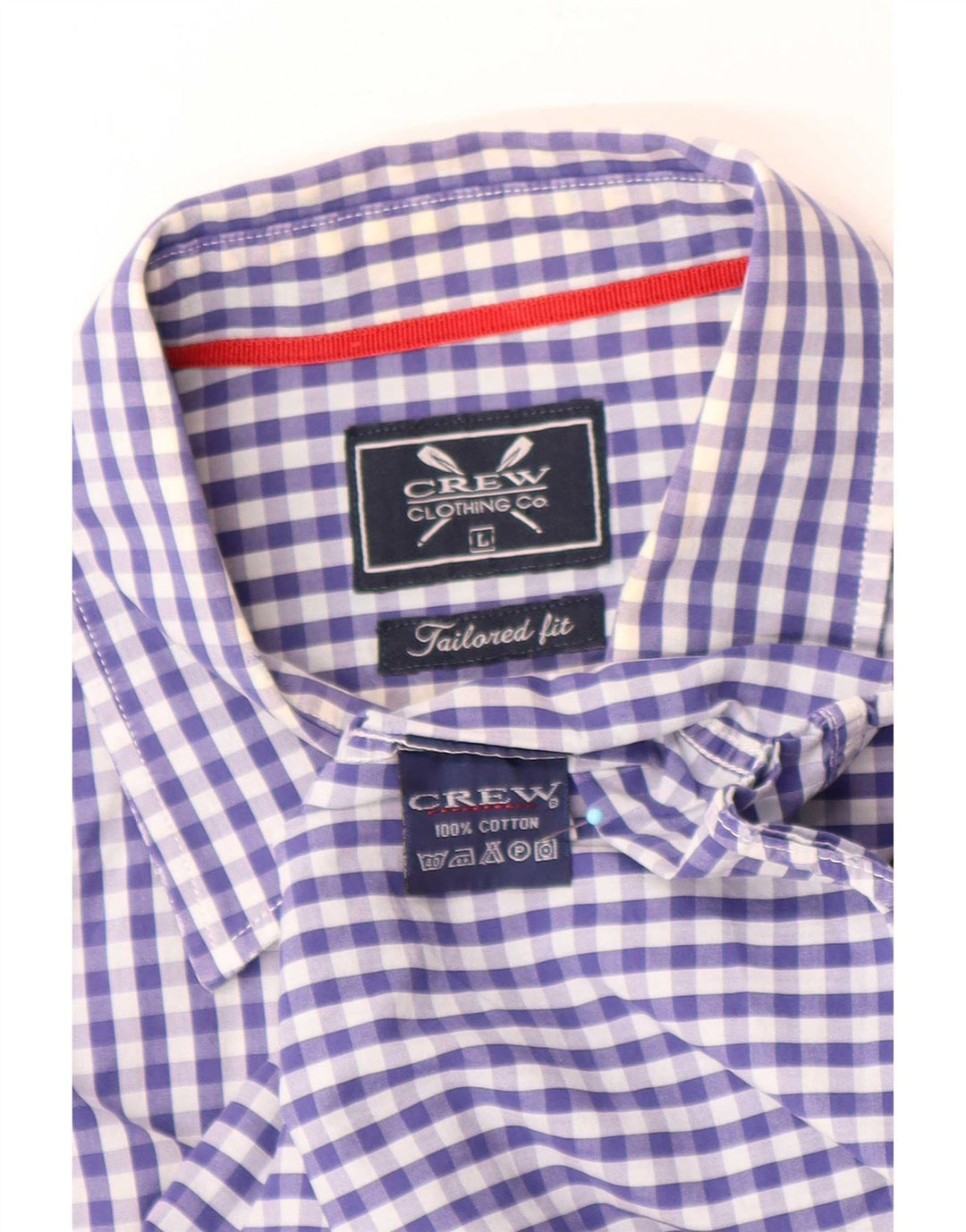 Crew Clothing Camicia da uomo su misura misura grande in cotone a quadretti blu