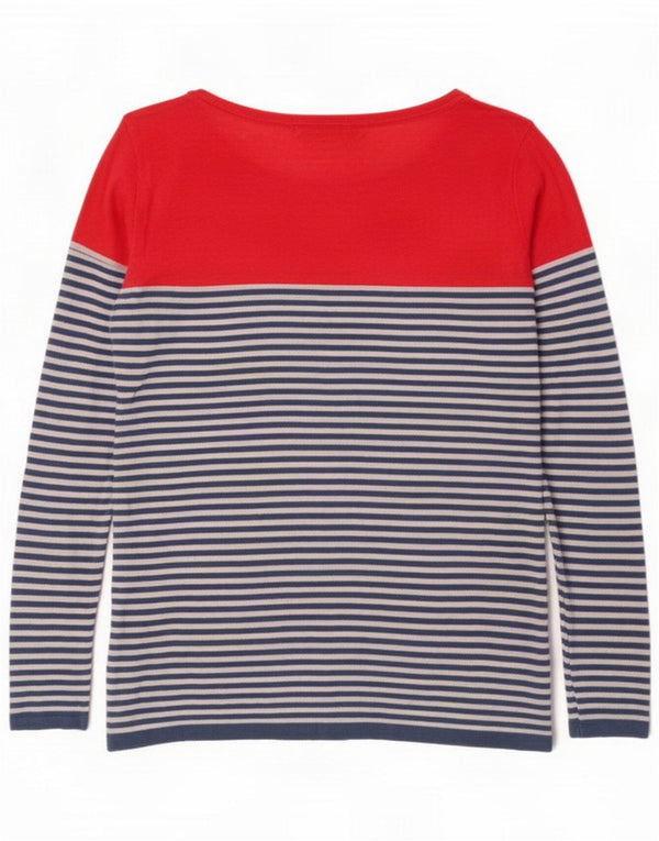 Crew Clothing Top da donna a maniche lunghe UK 14 Lino a righe blu grande
