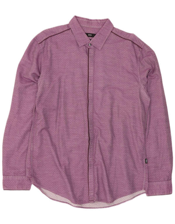 Camicia slim fit da uomo Hugo Boss XL cotone maculato viola