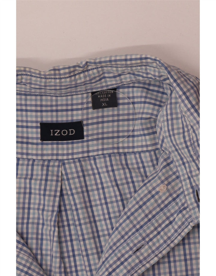 Camicia a maniche corte da uomo Izod XL in cotone a quadri blu