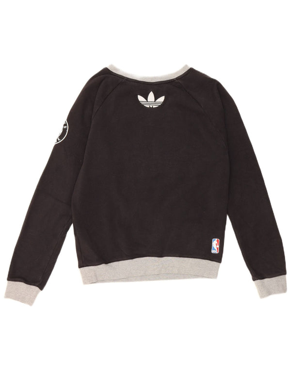 Felpa da basket da donna Adidas Brooklyn Nets, maglione, UK 10, piccola, nera