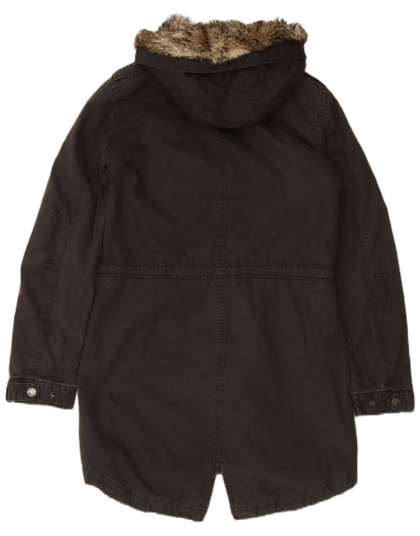 Giacca parka con cappuccio da donna FAT FACE UK 8 piccola in cotone nero