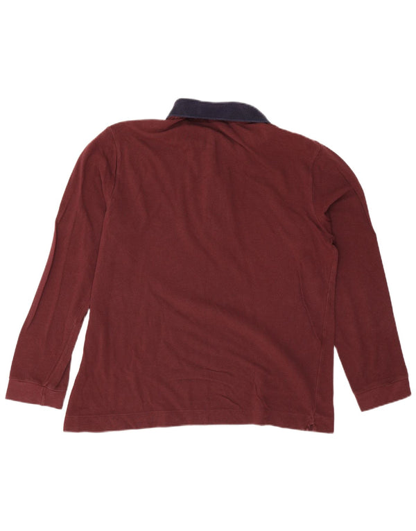Polo da rugby da uomo a maniche lunghe Lacoste taglia 5 grande color bordeaux
