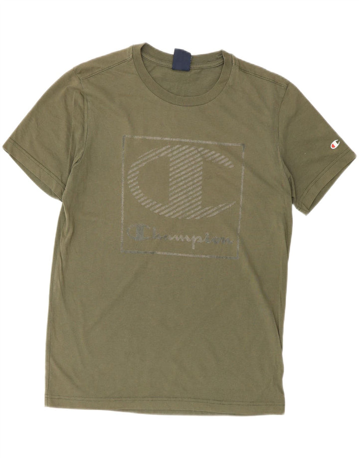 CHAMPION Mens Graphic T-Shirt Top Medium Khaki Vintage Champion and Second-Hand Champion from Messina Hembry 