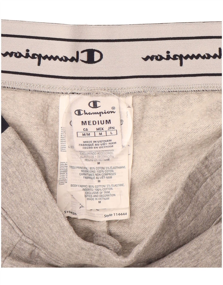 CHAMPION Womens Graphic Tracksuit Trousers UK 12 Medium Grey Colourblock