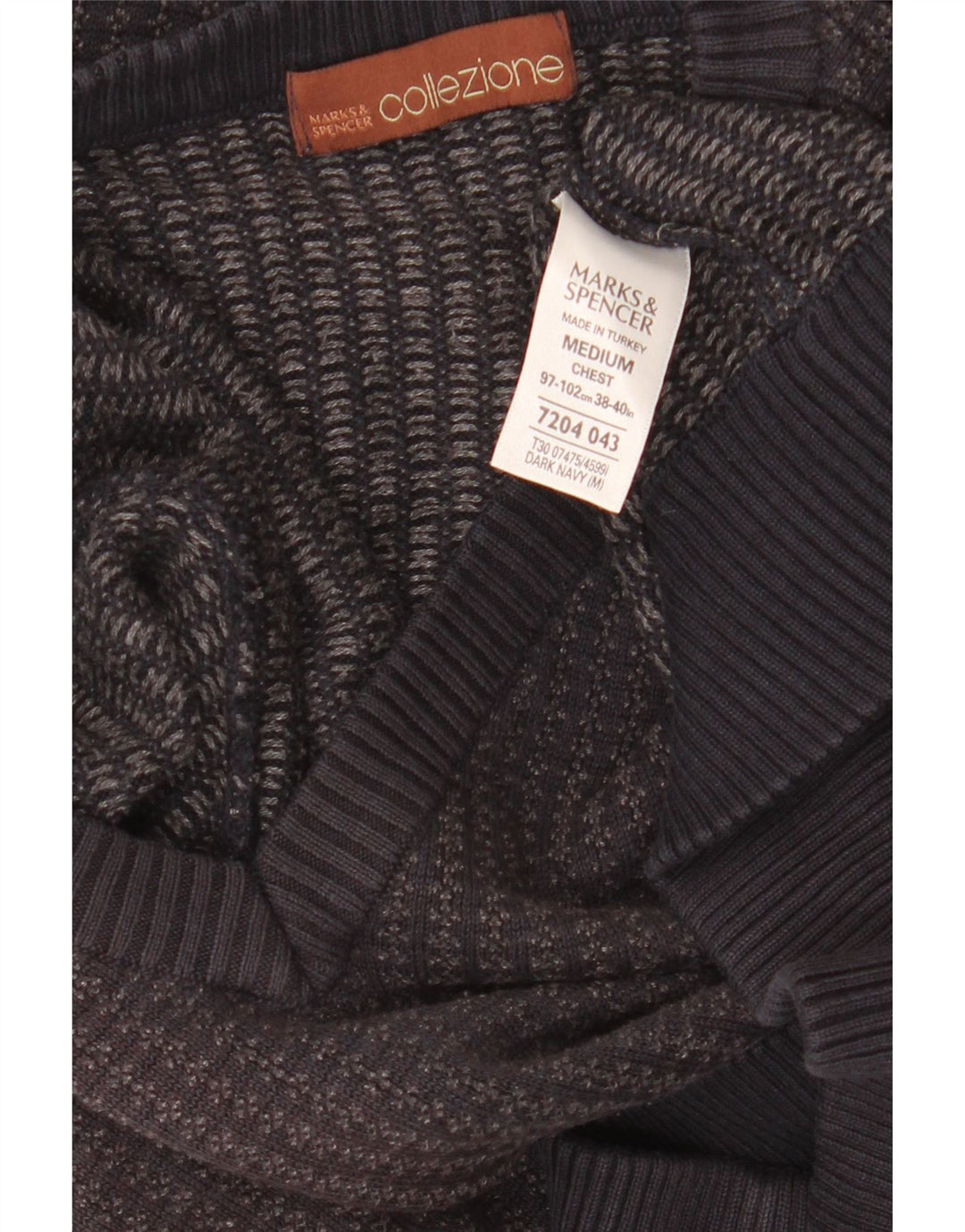 Maglione da uomo con scollo a V Marks & Spencer medio blu navy in acrilico