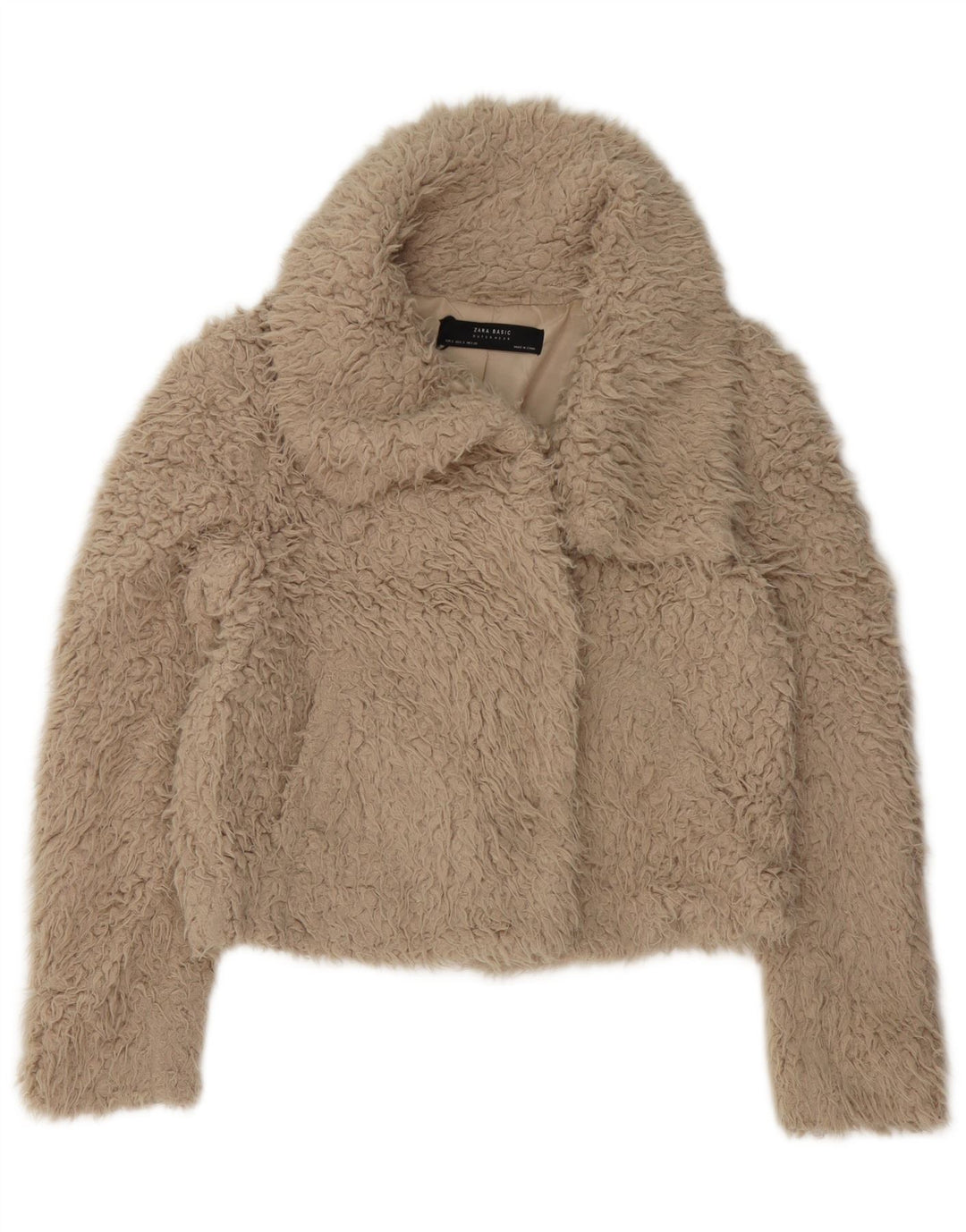 Giacca Zara da donna oversize corta con orsacchiotto UK 10 piccola in poliestere beige