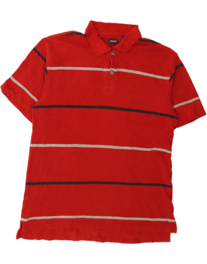 IZOD Mens Polo Shirt Large Red Striped Cotton Vintage Izod and Second-Hand Izod from Messina Hembry 