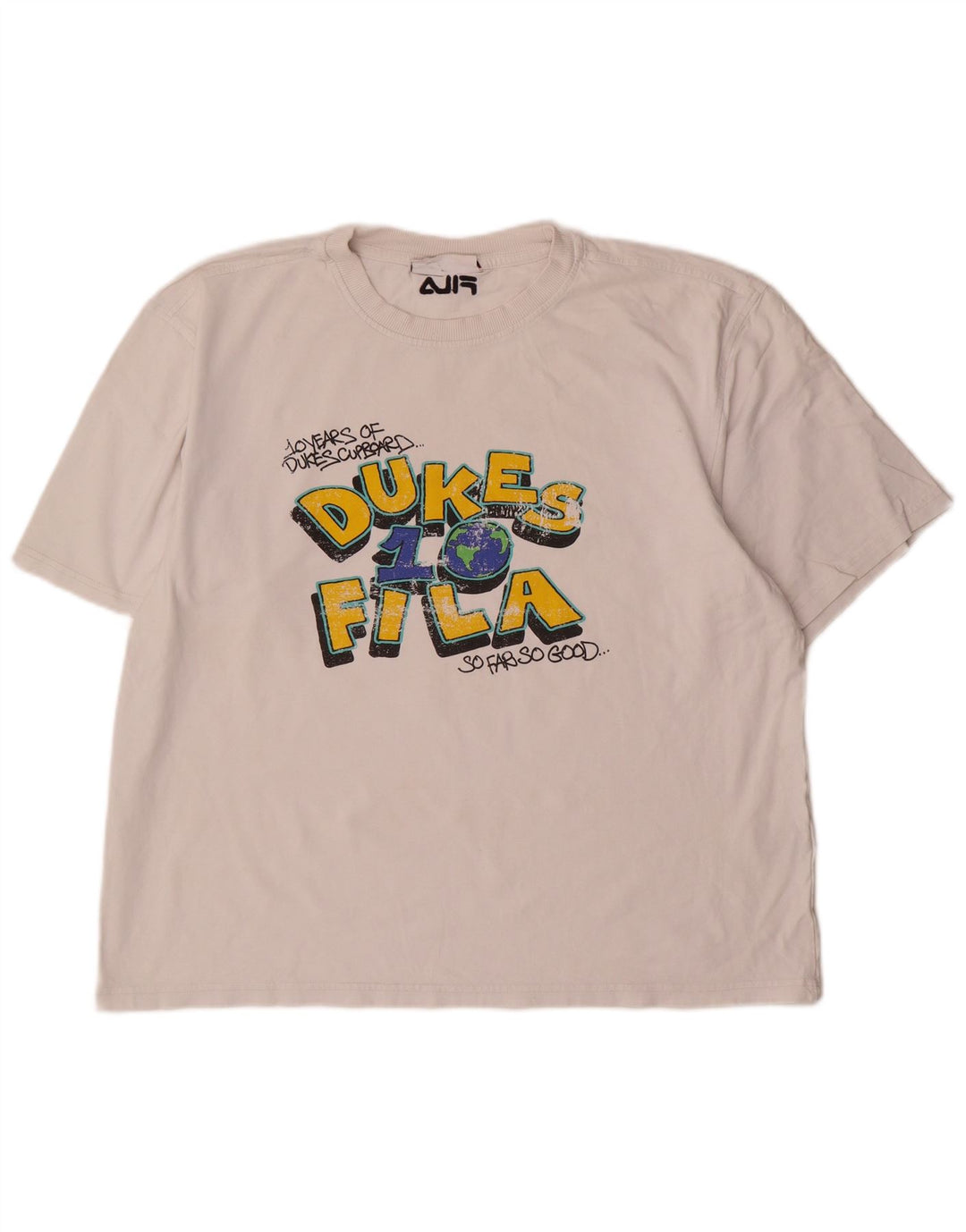 T-shirt grafica da uomo Fila Duke, grande, in cotone bianco