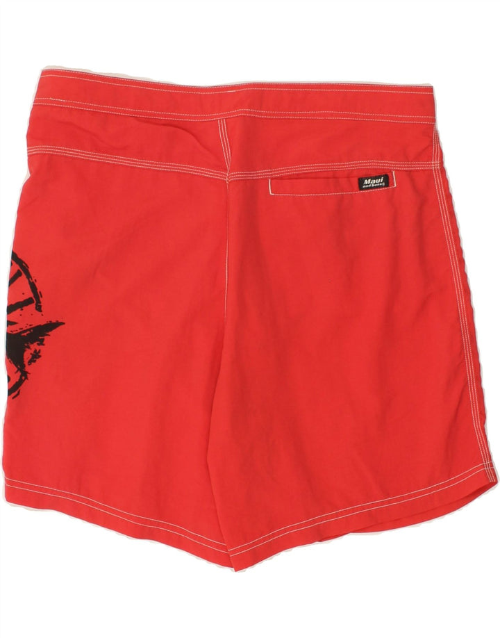 MAUI AND SONS Mens Graphic Swimming Shorts IT 50 Large  Red Polyamide Vintage Maui and Sons and Second-Hand Maui and Sons from Messina Hembry 