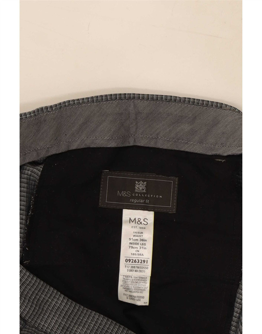 Pantaloni da abito vestibilità regolare Marks & Spencer da uomo W36 L31 poliestere grigio