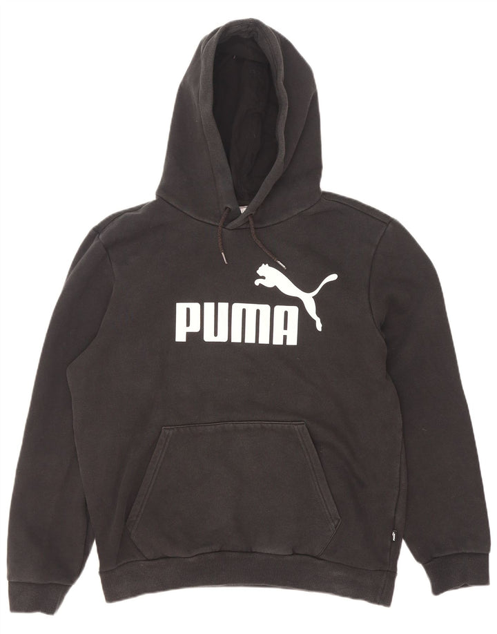 Felpa con cappuccio grafica da uomo Puma piccola in cotone nero