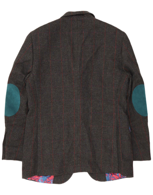 Giacca blazer da uomo a 2 bottoni W.BILL IT 52 XL in lana a quadri grigia