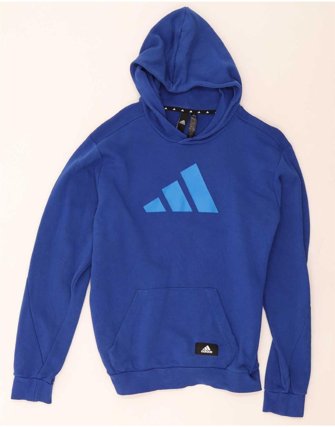 Felpa con cappuccio grafica Adidas da uomo blu medio