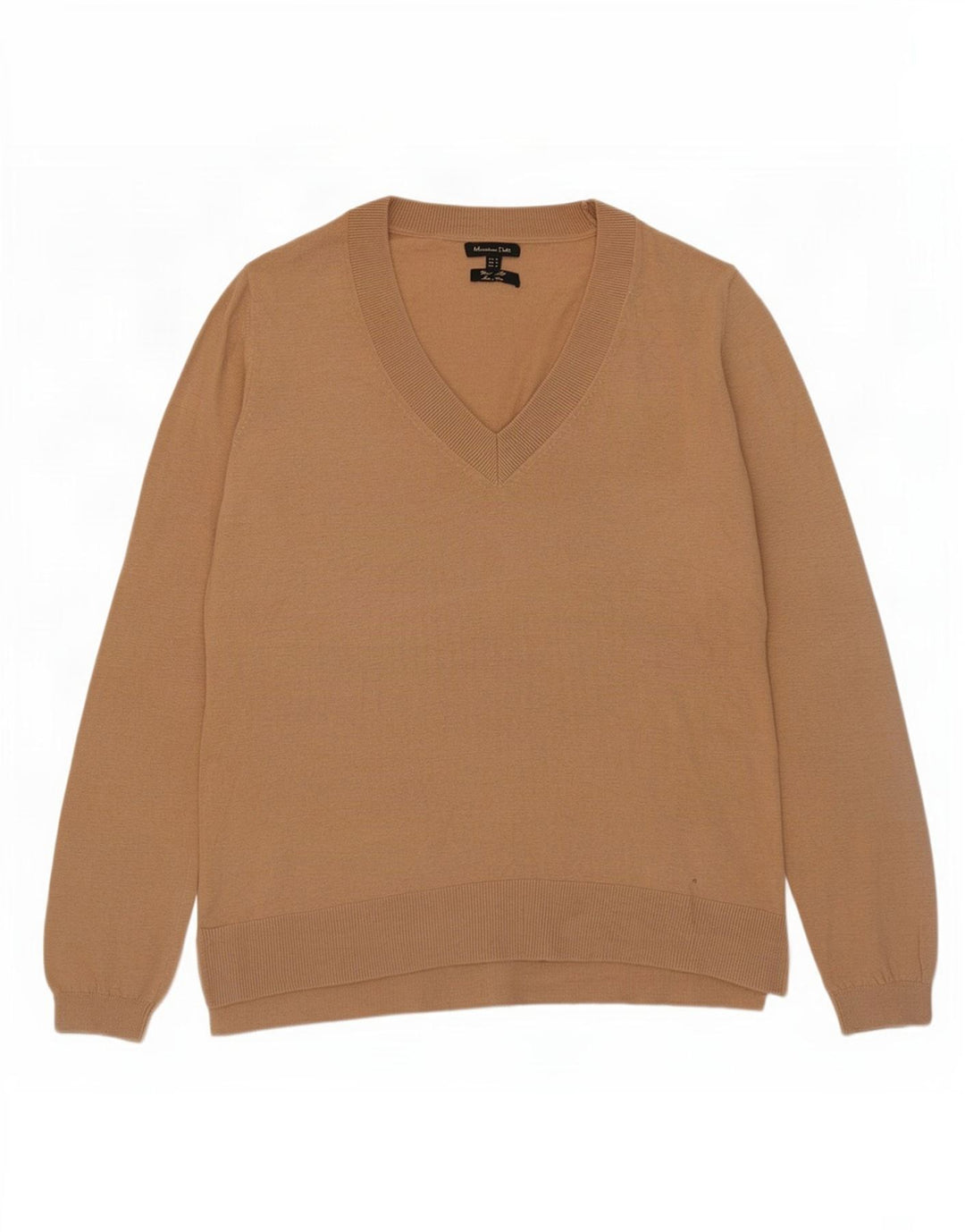 Maglione da donna con scollo a V Massimo Dutti UK 12 Lana beige medio
