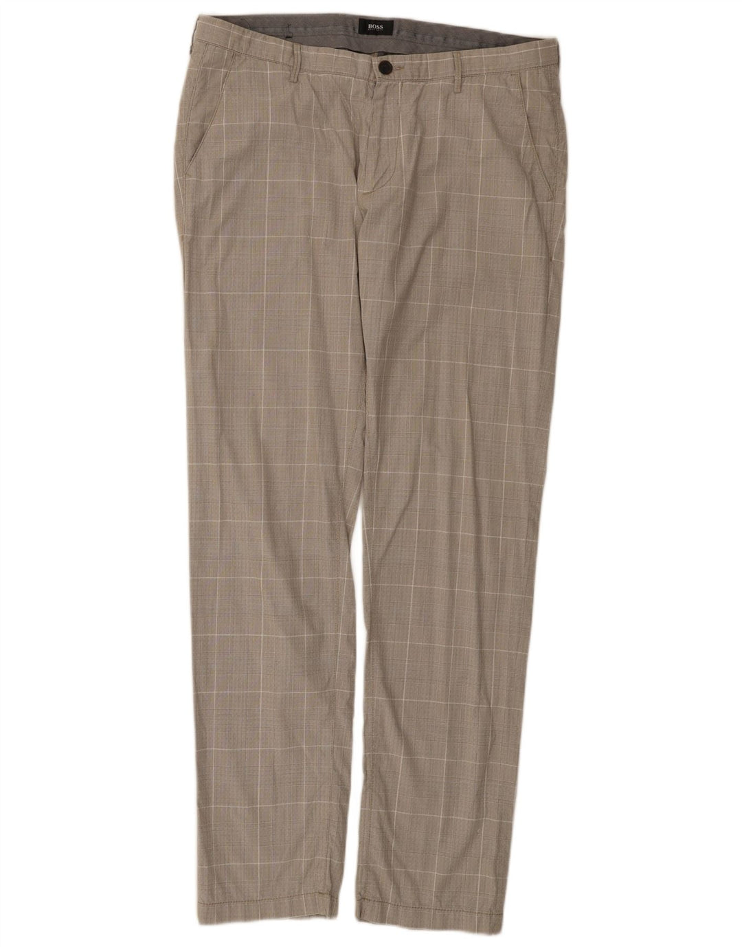 Pantaloni chino slim fit da uomo Hugo Boss IT 52 XL W36 L33 pied de poule grigio