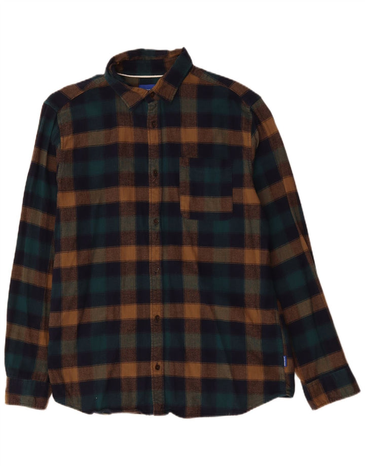 JACK & JONES Camicia da uomo in flanella grande in cotone a quadretti multicolore