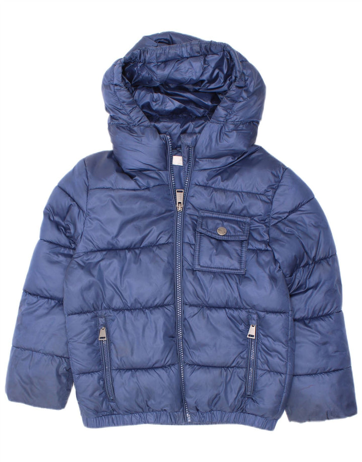 Giacca imbottita con cappuccio vintage da ragazzo 5-6 anni in poliestere blu navy