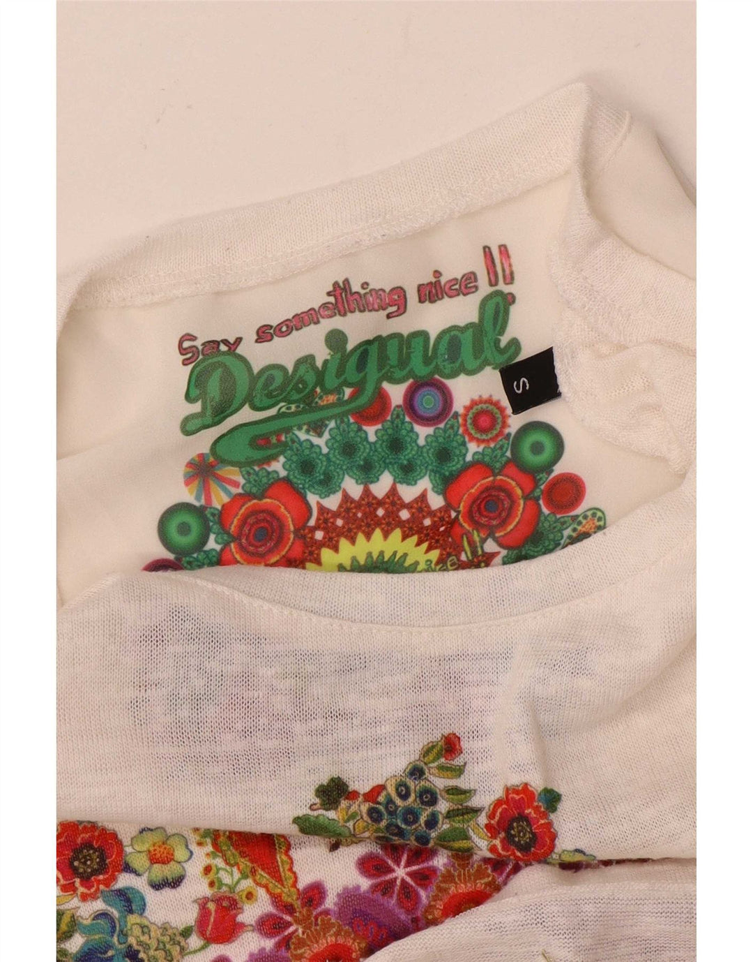 Desigual Tunica grafica da donna Top UK 10 Small White Floral