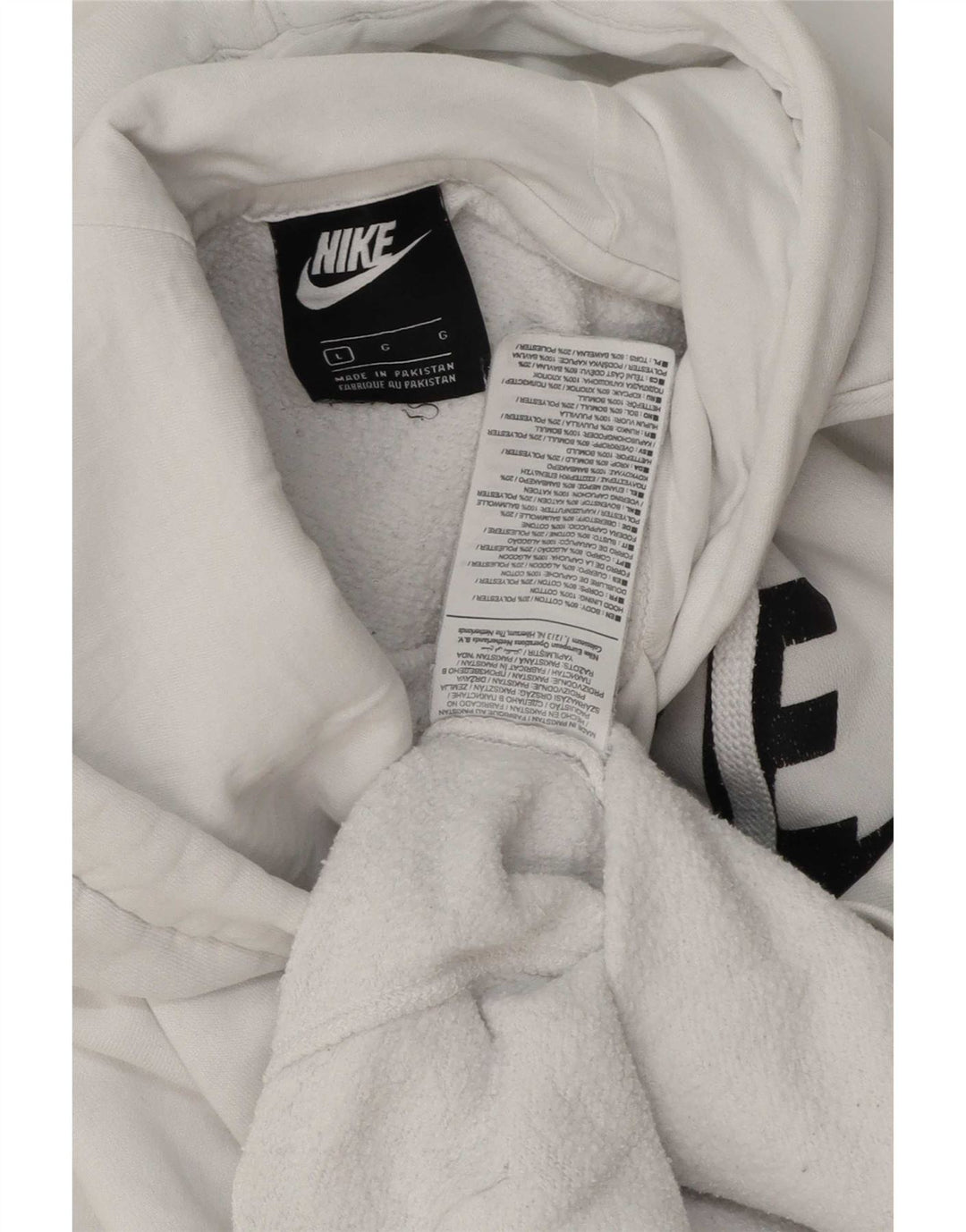 Felpa con cappuccio grafica da uomo Nike Large in cotone bianco