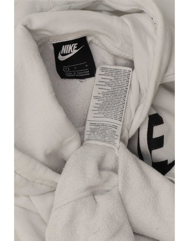 Felpa con cappuccio grafica da uomo Nike Large in cotone bianco