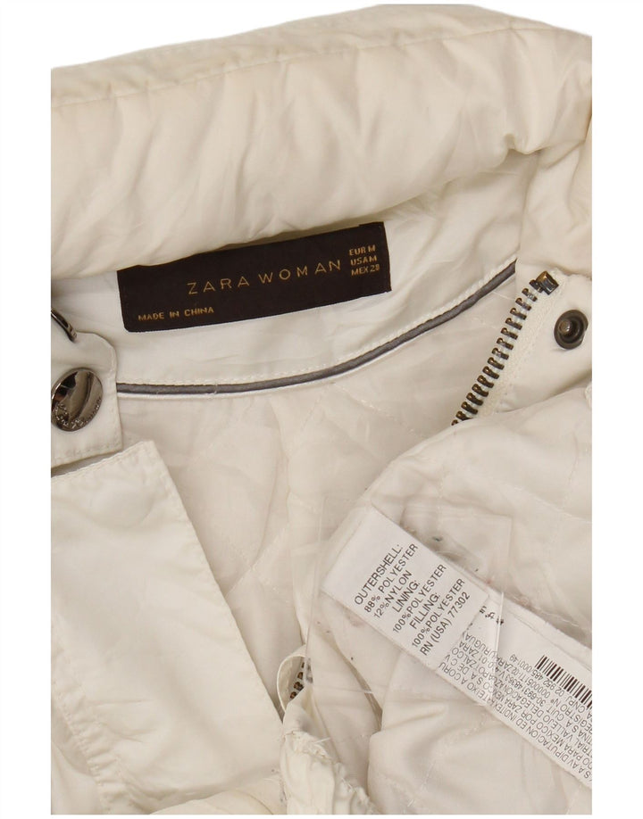 Giubbotto bomber con cappuccio da donna Zara UK 12 poliestere bianco medio