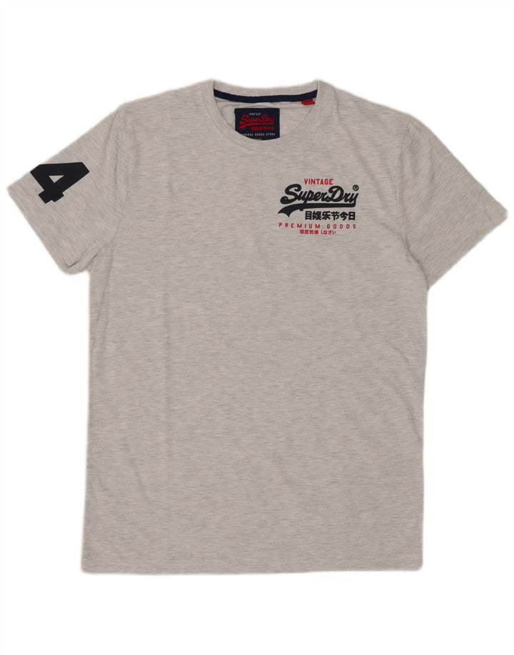 T-shirt grafica da uomo SUPERDRY Top in cotone screziato grigio medio