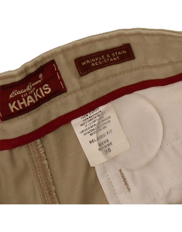 EDDIE BAUER Mens Khakis Pegged Chino Shorts W35 Large Beige Cotton Vintage Eddie Bauer and Second-Hand Eddie Bauer from Messina Hembry 