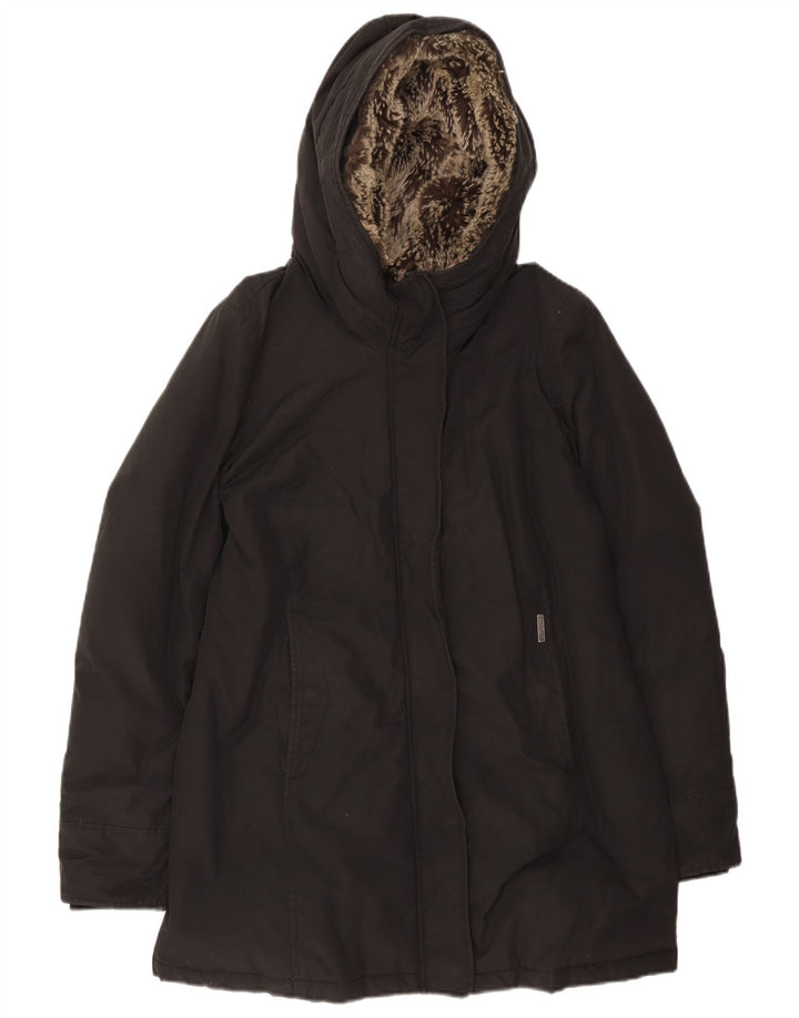 Giacca imbottita con cappuccio da donna Woolrich UK 14 cotone medio nero