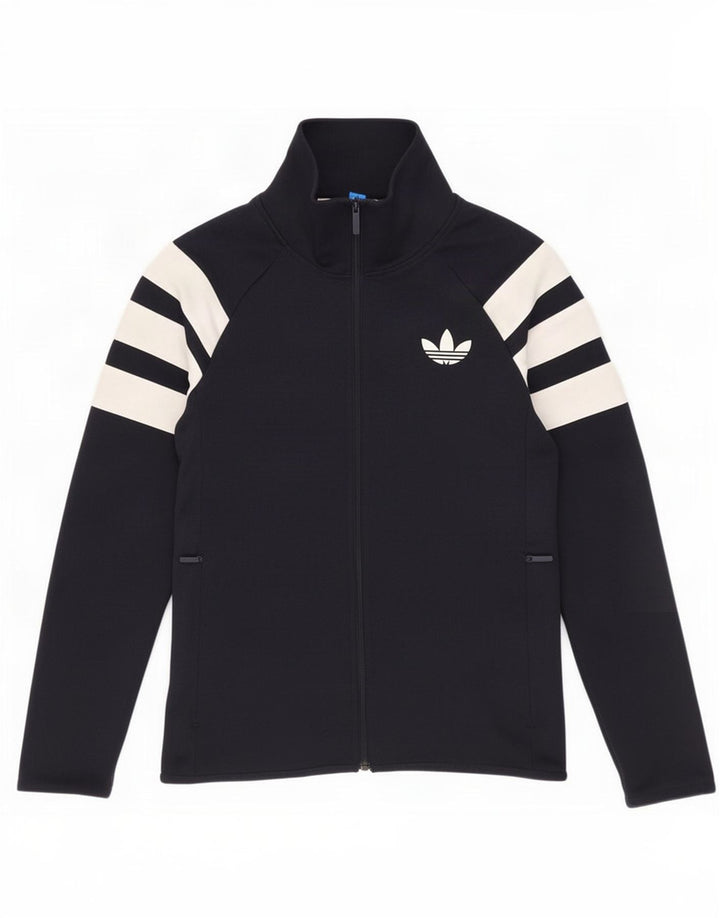 Giacca da ginnastica da uomo Adidas piccola in poliestere color block blu navy