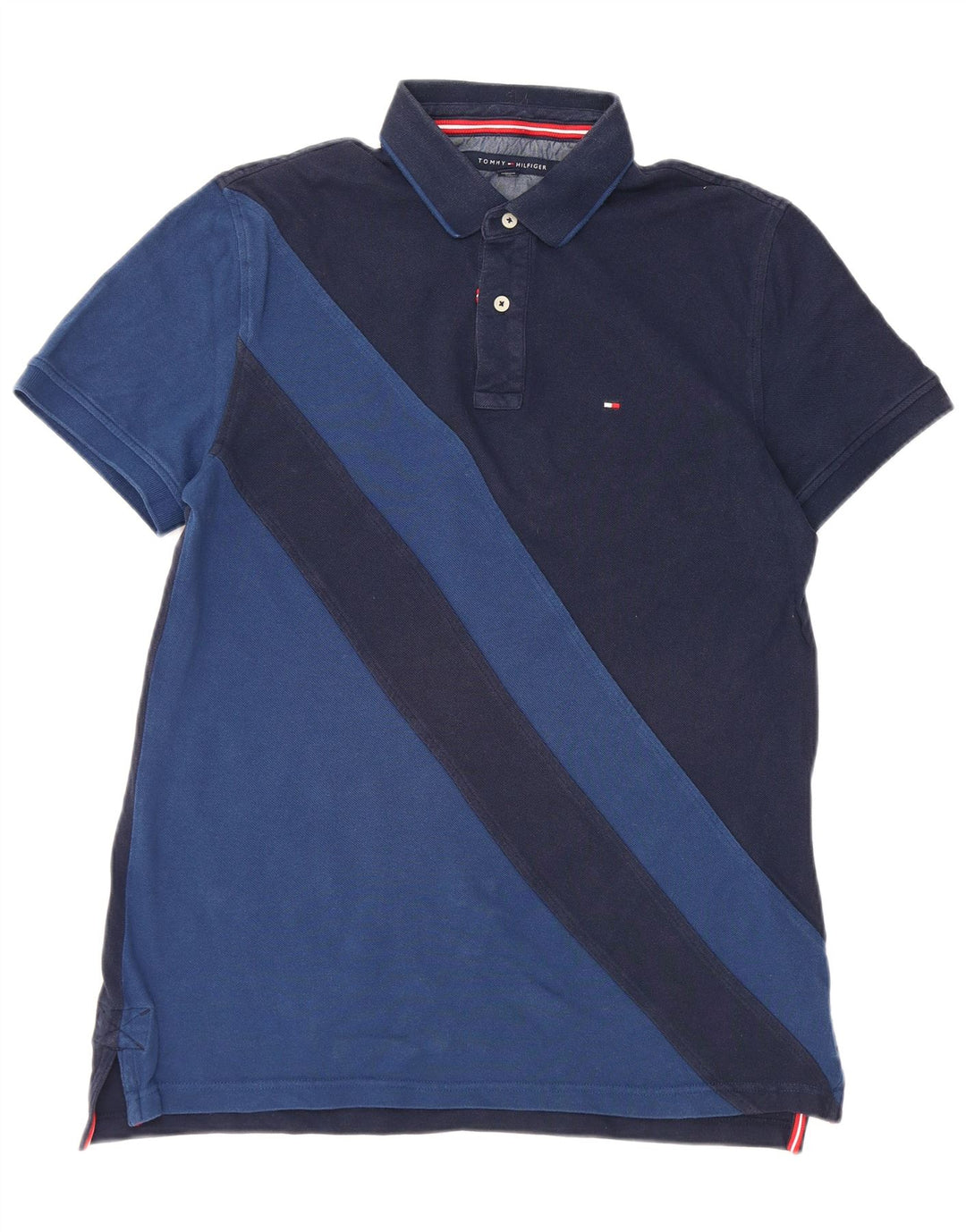Polo da uomo Tommy Hilfiger grande in cotone a righe blu navy